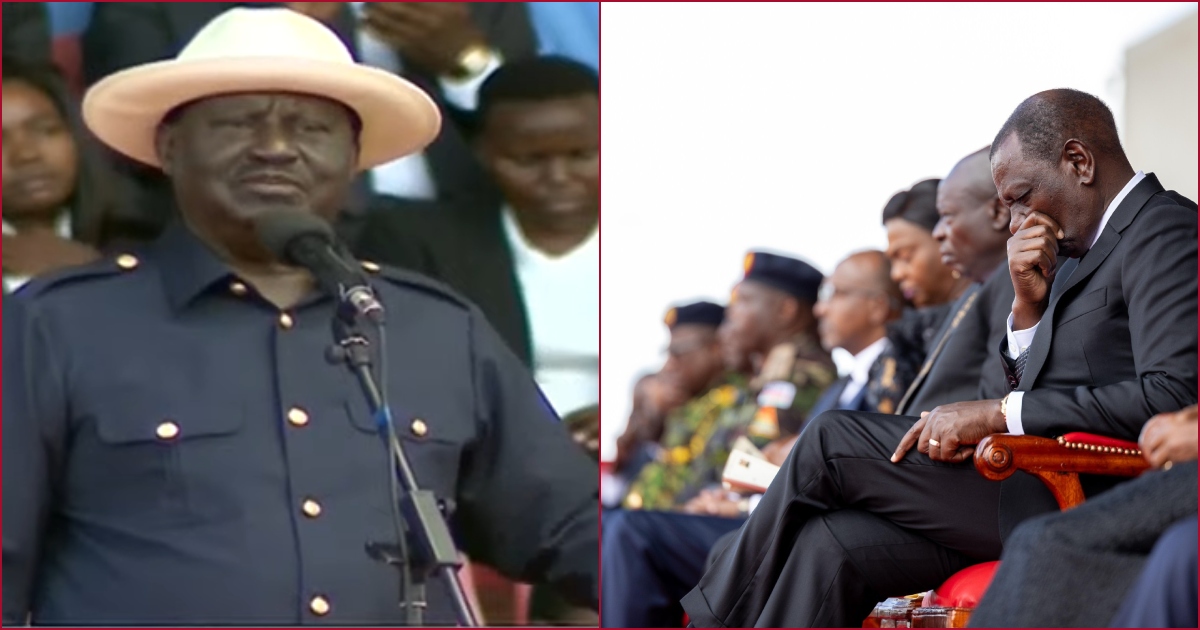 Collaged photos of Azimio La Umoja leader Raila Odinga and President William Ruto.